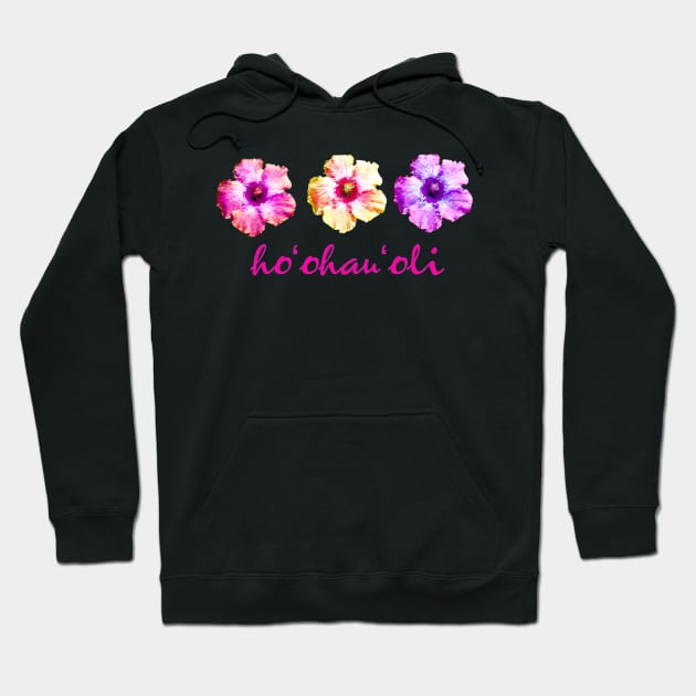 Give Joy - Hawaiian Aloha Hibiscus Design - Hawaiian Language Hoodie by Organicgal Graphics